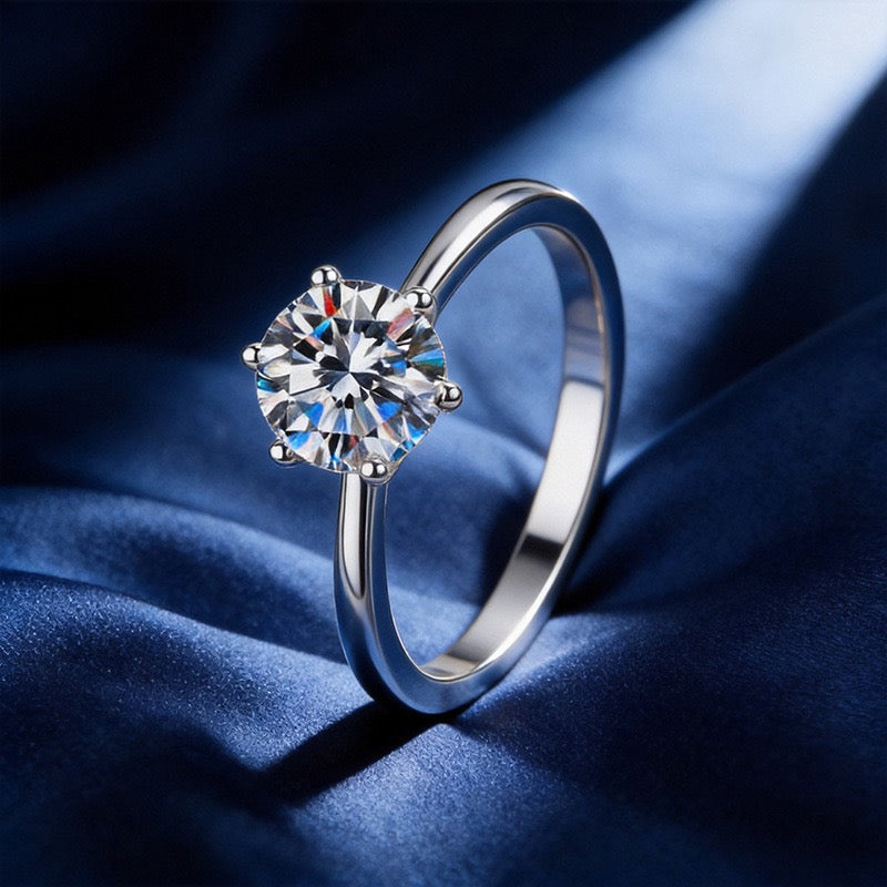 5-carat adjustable pure silver moissanite diamond ring