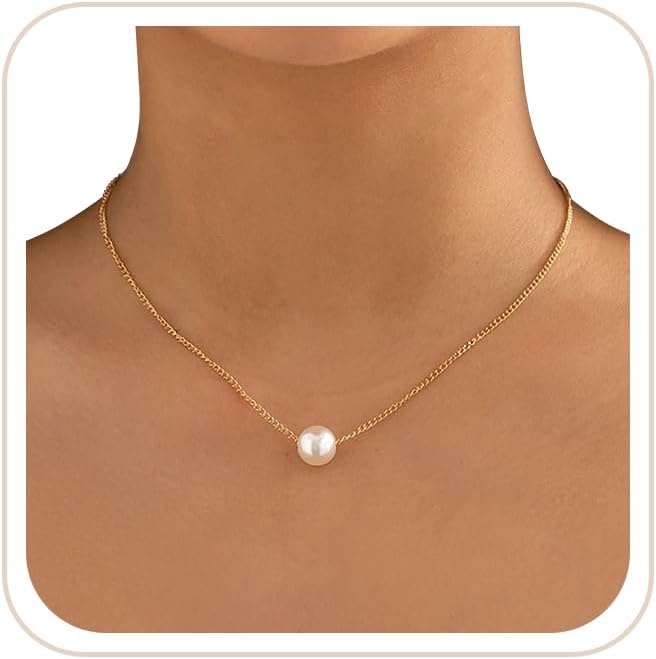 Dainty Floating Pearl Pendant Necklace